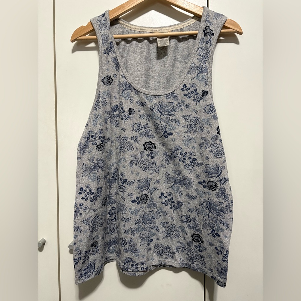 Lucky Brand Blue Floral Scoop Neck Tank